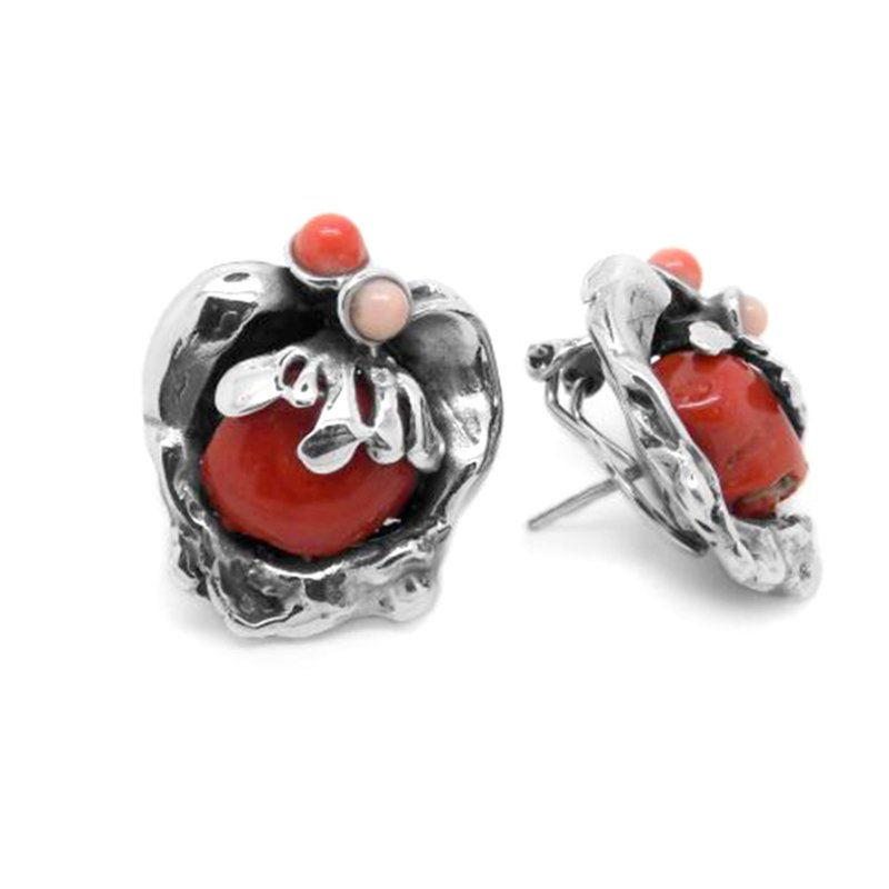 PENDIENTES LA PERIONDA 1122 CORAL MEDITERRANEO