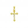 CRUZ DE ORO BICOLOR LABRADA CON CRISTO 